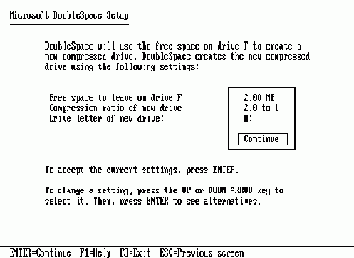 Задание размера DoubleSpaceдиска